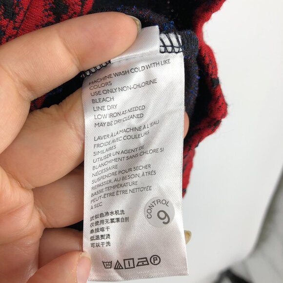 Free People red  & blue metallic Sunset puff sleeve cold shoulder mini dress L - Picture 11 of 16